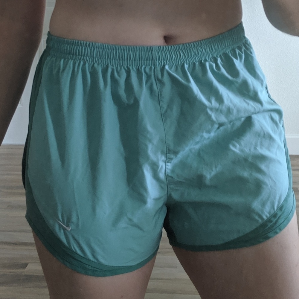 Turquoise and green Nike shorts